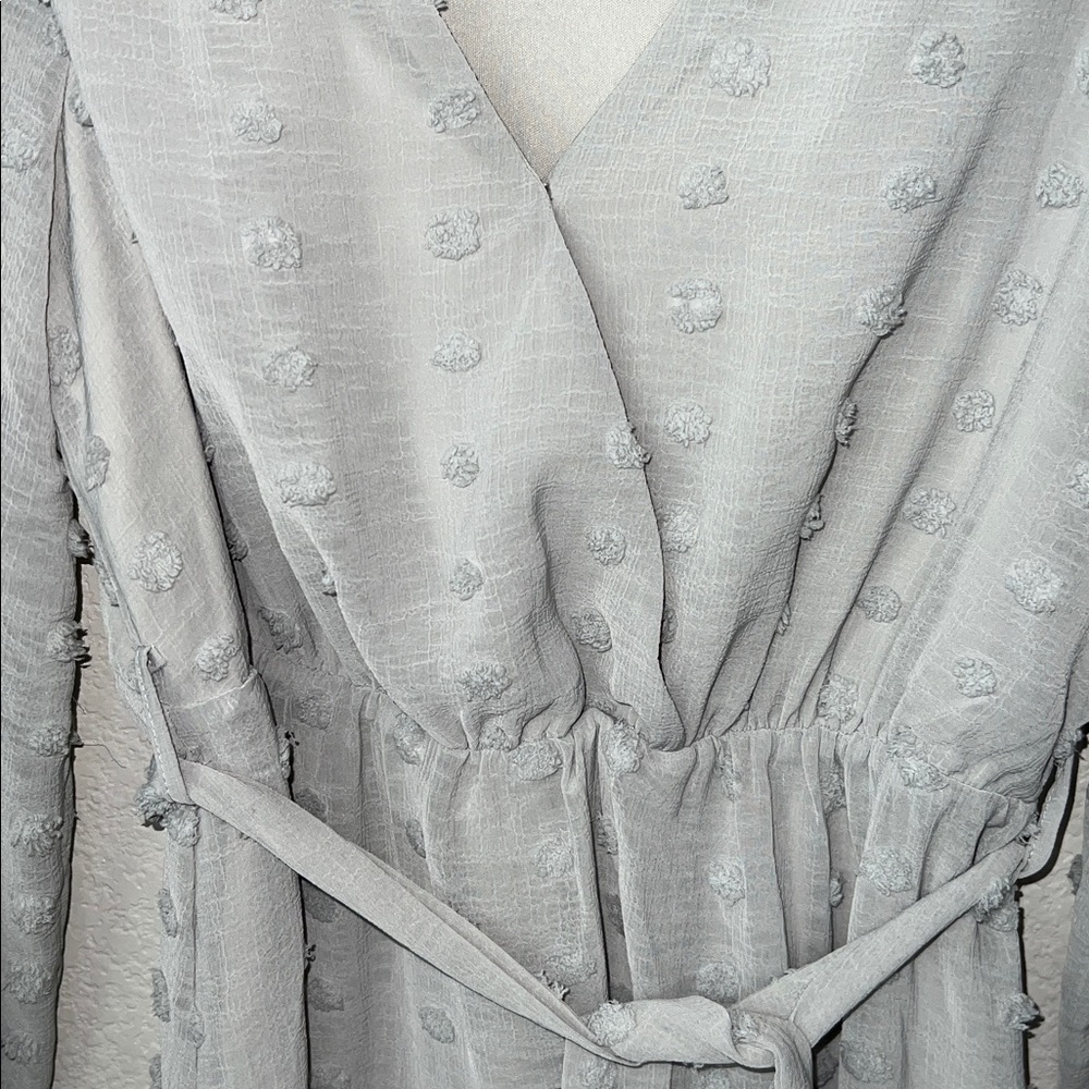 Baltic Born Swiss Dot Long Sleeve Midi Dress Size M In Gray - Picture 8 of 12